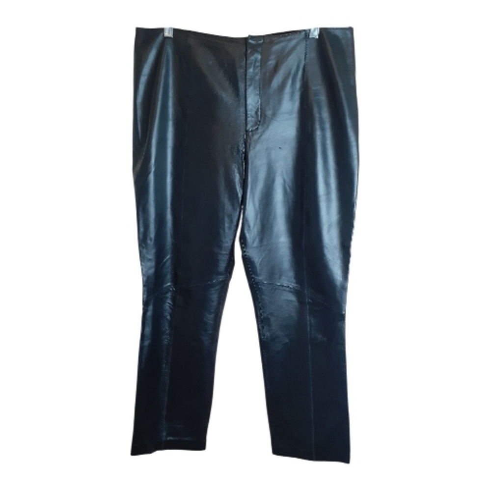 SALE! Nine West Women's Genuine Leather Boot Cut Trousers Pants Black Size 12 - Picture 1 of 4